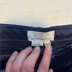 Anthropologie Navy Velvet Pants